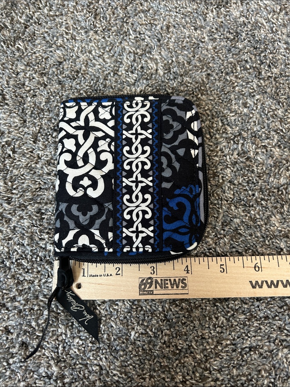 Vera Bradley Black White and Blue Quilted Crossbody with Wallet - Picture 8 of 9